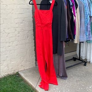 Ann Taylor Red Linen Jumpsuit Size 6